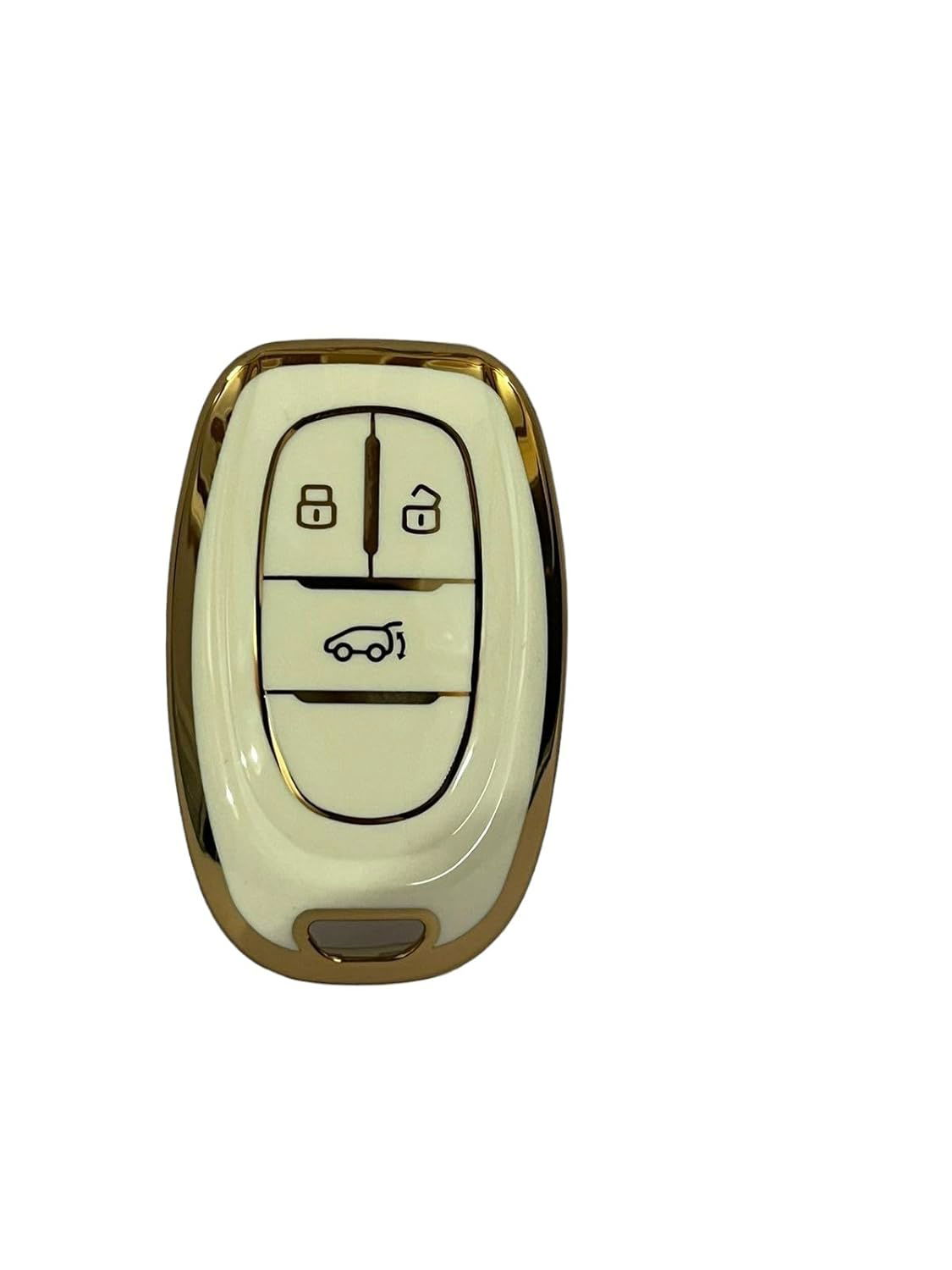 TPU Car Key Cover Fit for MG Gloster 3 Button Smart Key (White/Gold) Image 