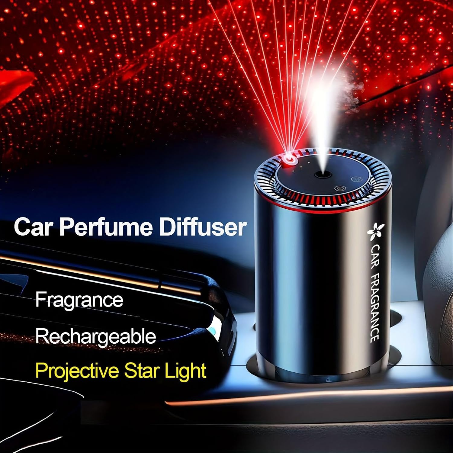 Portable Mist Fragrance Car Diffuser Colorful Light Smart Essential Oil Nebulizer Car Aroma Diffuser Image 