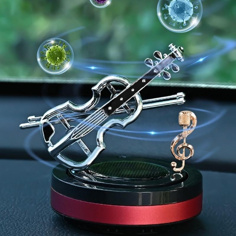 Luxury solar car aromatherapy double-ring suspension rotating Car Air Freshener Car Perfume (RED) Image 