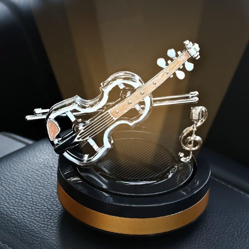 Luxury solar car aromatherapy double-ring suspension rotating Car Air Freshener Car Perfume(Gold) Image 