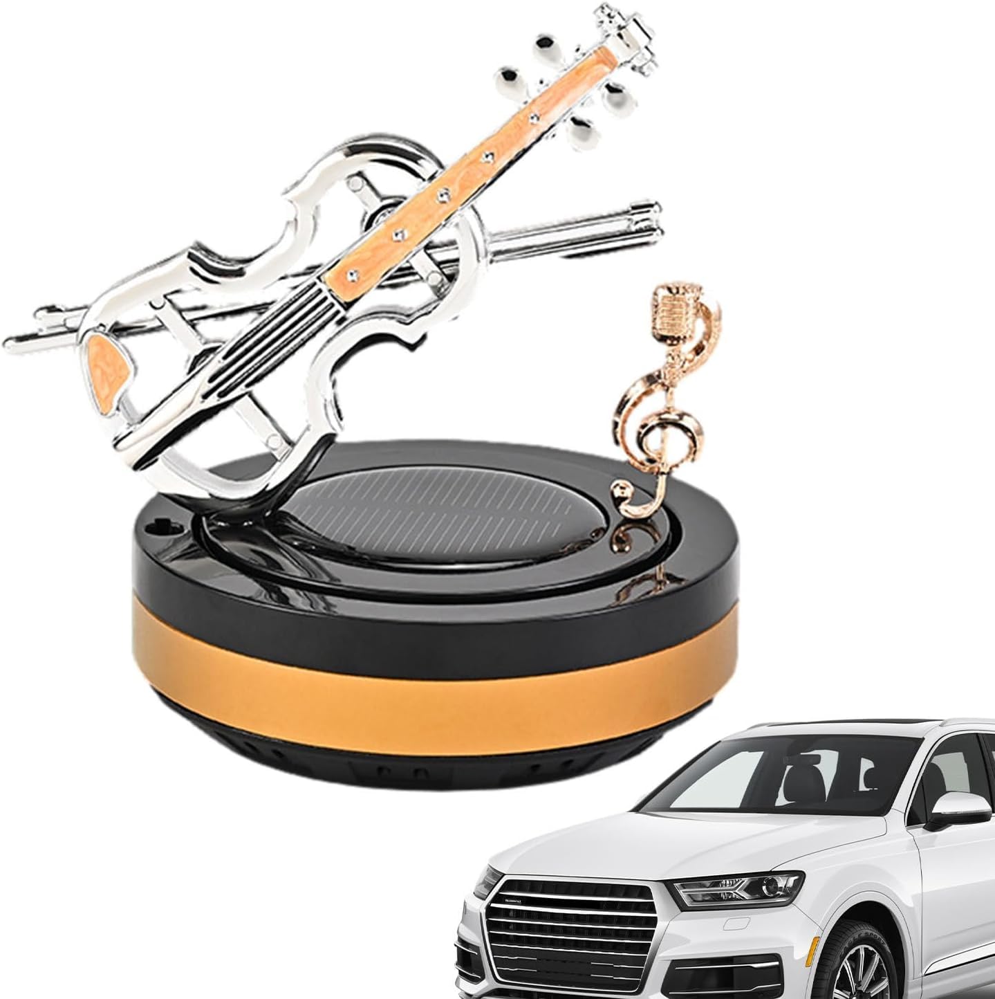 Luxury solar car aromatherapy double-ring suspension rotating Car Air Freshener Car Perfume(Gold) Image 