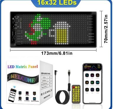 LED Sign Car Bluetooth App LED Matrix Pixel Panel Night Light DIY Programmable Flexible LED Display for Car, Shop, Hotel & Bar Image 