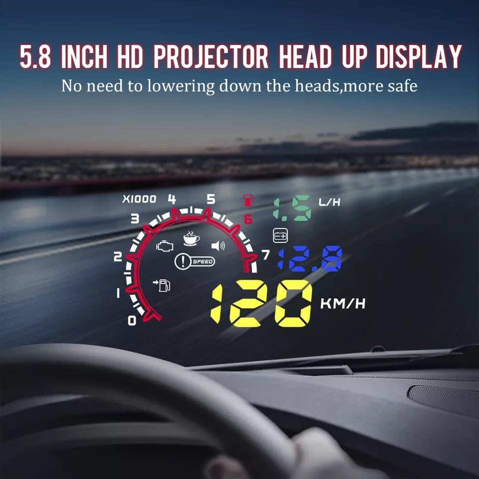 5.5inch Universal HUD Head Up Display OBD II Projector Digital Light Speed Warning Image 