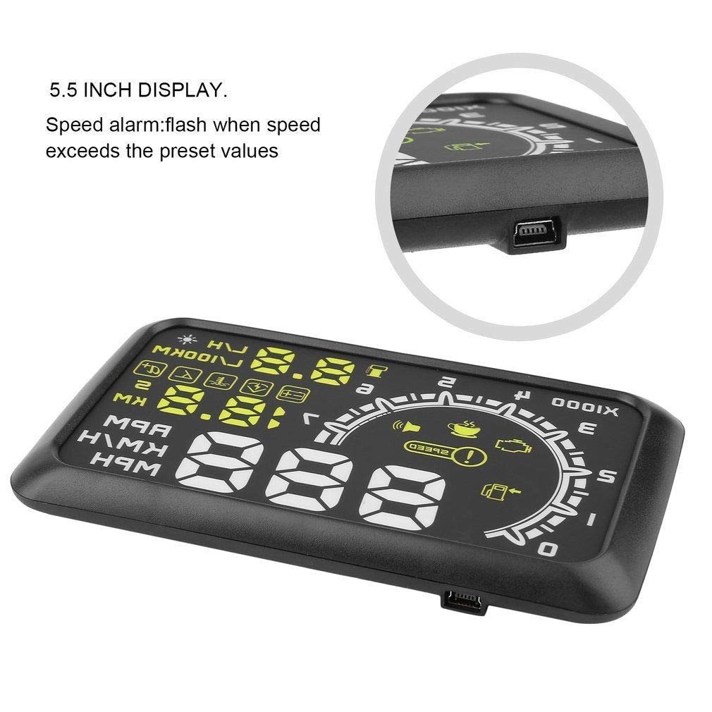 5.5inch Universal HUD Head Up Display OBD II Projector Digital Light Speed Warning Image 