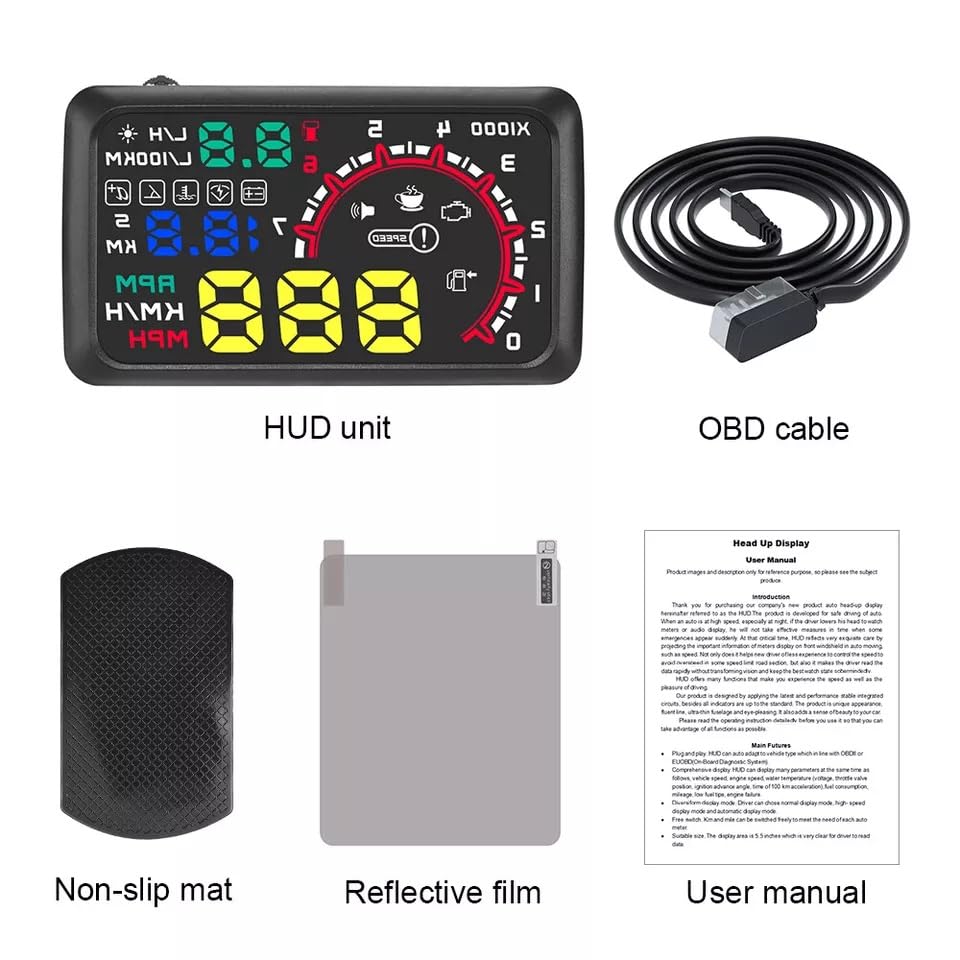 5.5inch Universal HUD Head Up Display OBD II Projector Digital Light Speed Warning Image 