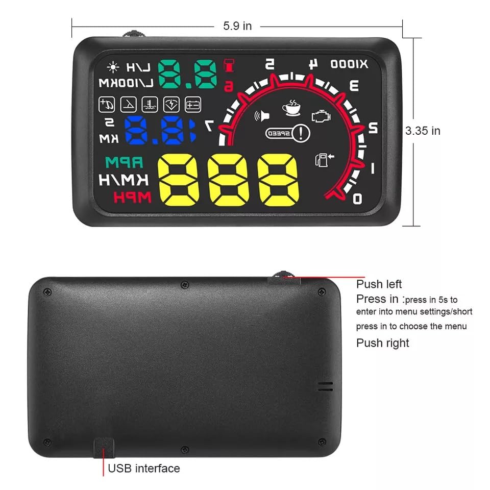 5.5inch Universal HUD Head Up Display OBD II Projector Digital Light Speed Warning Image 