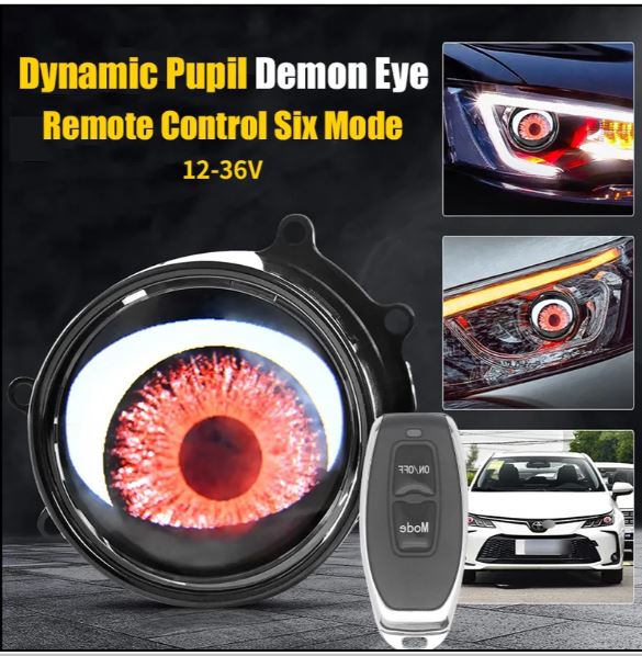 New 6 Modes Universal Blink Demon Eyes Devil Led Headlights Lens 5v 12v 3.0 Inch Bi Led Projector Car Light Accessories Image 