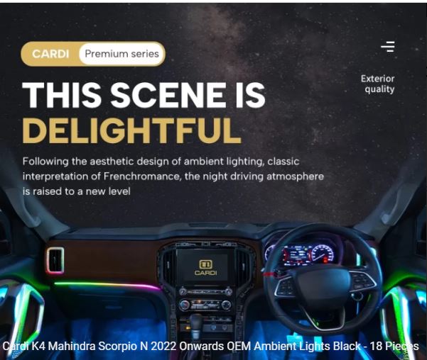 Cardi K4 Mahindra Scorpio N 2022 Onwards Ambient Light 20Pieces Image 