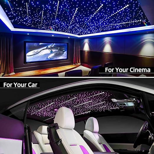 32W Dual Head with Shooting Star RGBW APP + Remote Control Fiber Optic Light Kit 1100pieces (900+200pc) 5m 16.4ft Fibre for Decoration in Ceiling Home and Car Image 