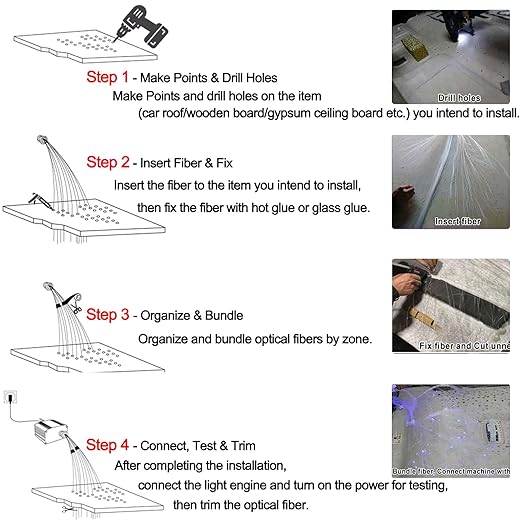 Shooting Star Ceiling Light Kit, 16W RGBW APP + Remote Control Fibre Optic Light, with 550Pices (450+100pcs) 5M/16.4ft Fibre for Decoration in Ceiling Image 