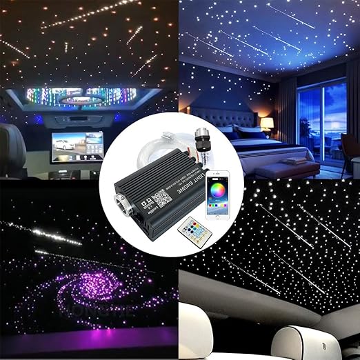 Shooting Star Ceiling Light Kit, 16W RGBW APP + Remote Control Fibre Optic Light, with 550Pices (450+100pcs) 5M/16.4ft Fibre for Decoration in Ceiling Image 