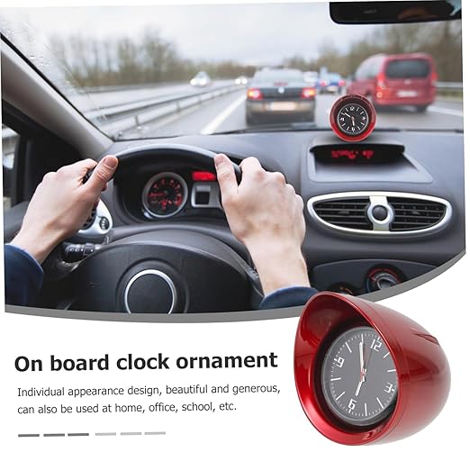 Car Interior Dashboard Clock Luminous Pointer Gauge Red Zinc Alloy Shell Time Image 