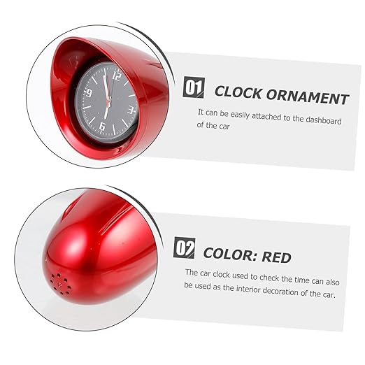 Car Interior Dashboard Clock Luminous Pointer Gauge Red Zinc Alloy Shell Time Image 