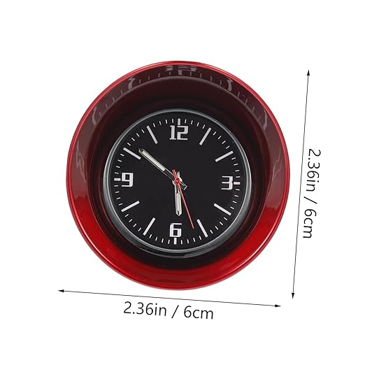 Car Interior Dashboard Clock Luminous Pointer Gauge Red Zinc Alloy Shell Time Image 