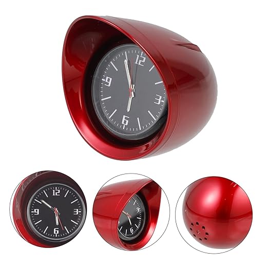 Car Interior Dashboard Clock Luminous Pointer Gauge Red Zinc Alloy Shell Time Image 