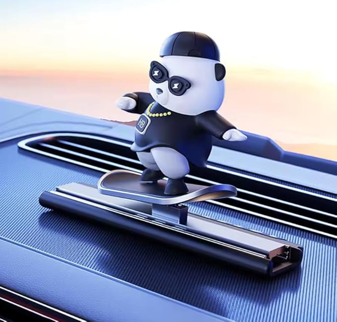 Car Skateboard Sliding Teddy Ornaments Cute Car Interior Dashboard Decorations for Car, Office, Home (Black) Image 