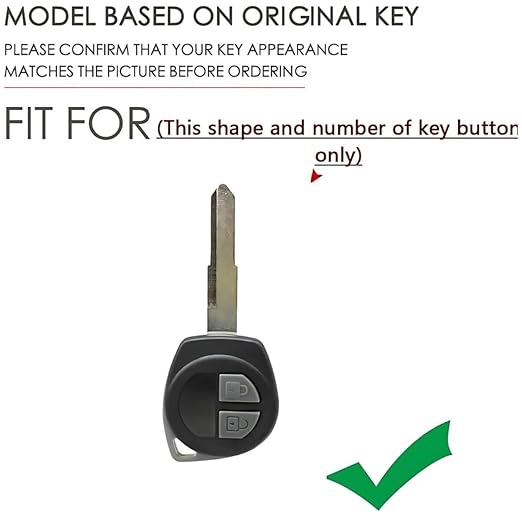 Metal Car Key Case Cover Compatible with Suzuki Fronx, Jimny, Swift, Dzire, Ignis, Grand Vitara, Brezza,Baleno, XL6, 2 Button Remote Key with Holder & Rope Chain Image 