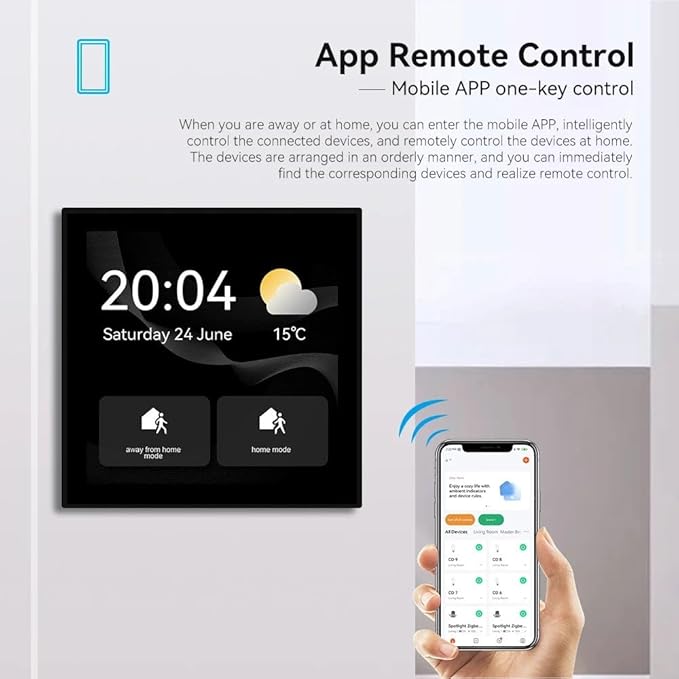 4 Inch In-Wall Tuya Central Control Panel Switch Smart Home Touch Panel Controller Built In Zigbee Hub Gateway and Alexa Speaker Image 