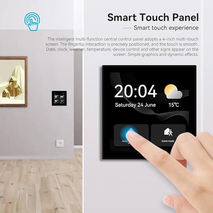 4 Inch In-Wall Tuya Central Control Panel Switch Smart Home Touch Panel Controller Built In Zigbee Hub Gateway and Alexa Speaker Image 