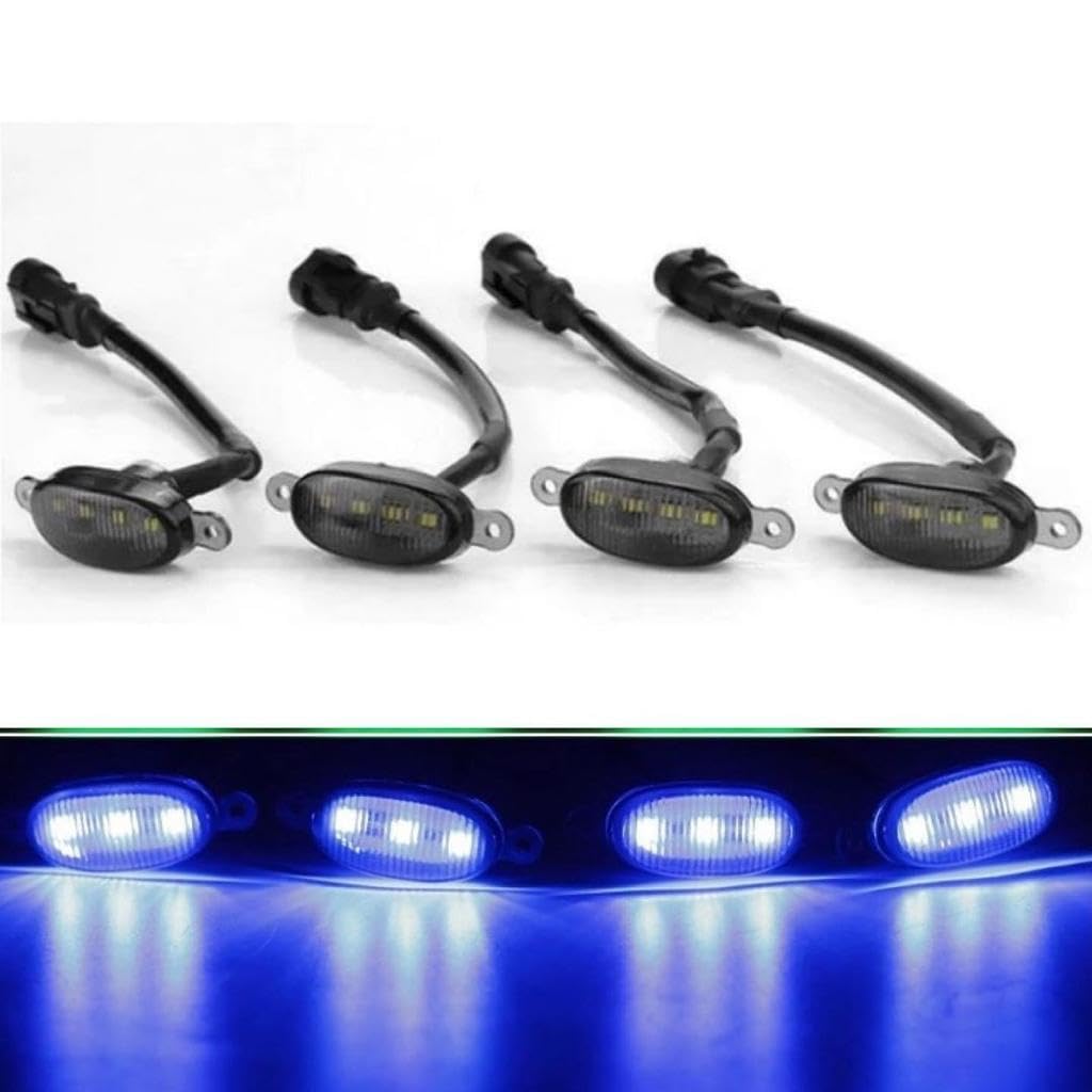 4 Pieces Smoked LED Lens Front Grille Running Light Universal For Car (Plug Design May Vary) (Blue) Image 