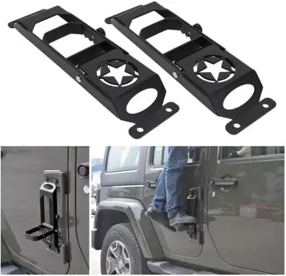 Star Metallic Door Hinge Step Compatible For Thar Cars (Set of 2, Black) Image 