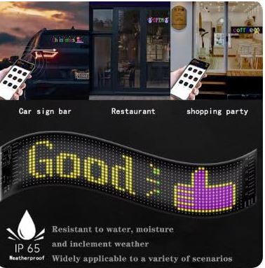 Super Bright Flexible LED Matrix Panel Night Light DIY Programmable Flexible LED Display for Car, Shop, Hotel & Bar (120-595MM) Image 