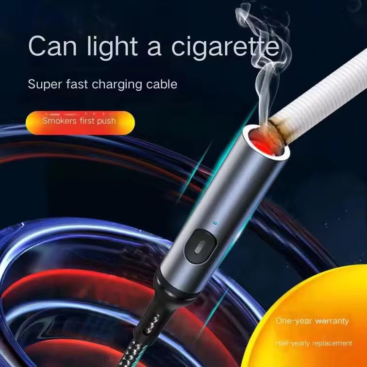 3 in 1 Multi-Function 6A/120W/12V Fast Charging USB Type-C Data Cable with Cigarette Lighter Threaded Cable Connectors for Mobile Phones & Tablets Image 