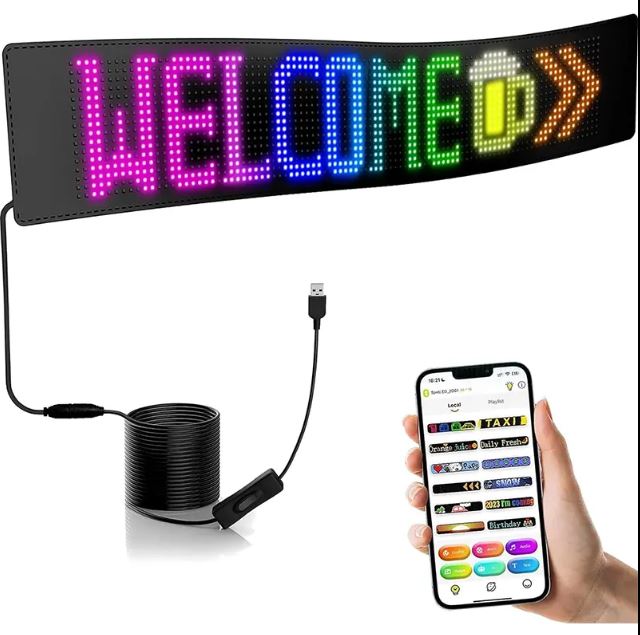 LED Sign Car Bluetooth App LED Matrix Pixel Panel Night Light DIY Programmable Flexible LED Display for Truck/buses, Shop, Hotel & Bar (192* 1762MM)(App Control and remote control) 1.65M Wideand 19 cm long Image 