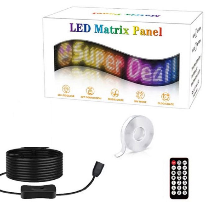 LED Sign Car Bluetooth App LED Matrix Pixel Panel Night Light DIY Programmable Flexible LED Display for Truck/buses, Shop, Hotel & Bar (192* 1762MM)(App Control and remote control) 1.65M Wideand 19 cm long Image 