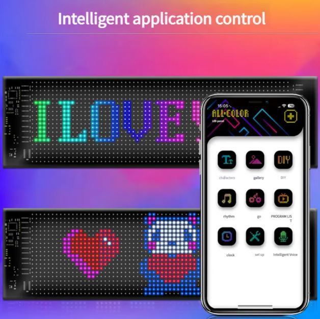 LED Sign Car Bluetooth App LED Matrix Pixel Panel Night Light DIY Programmable Flexible LED Display for Truck/buses, Shop, Hotel & Bar (192* 1762MM)(App Control and remote control) 1.65M Wideand 19 cm long Image 