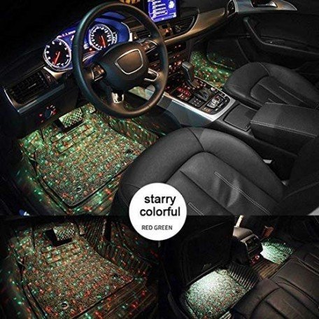 Car LED Atmosphere Light, Colourful Star Sky 7 Colours Car Interior Lights Under Dash Lighting, with Multi-Mode Change, Wireless Remote and Sound Control Image 