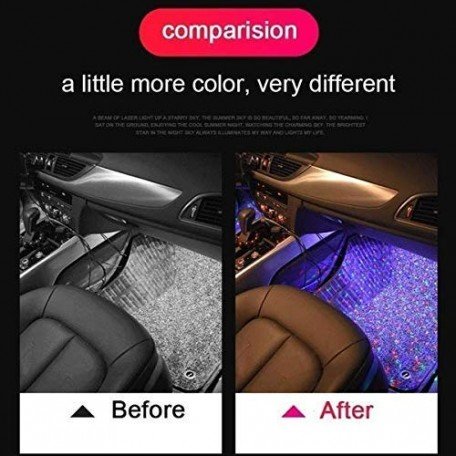 Car LED Atmosphere Light, Colourful Star Sky 7 Colours Car Interior Lights Under Dash Lighting, with Multi-Mode Change, Wireless Remote and Sound Control Image 