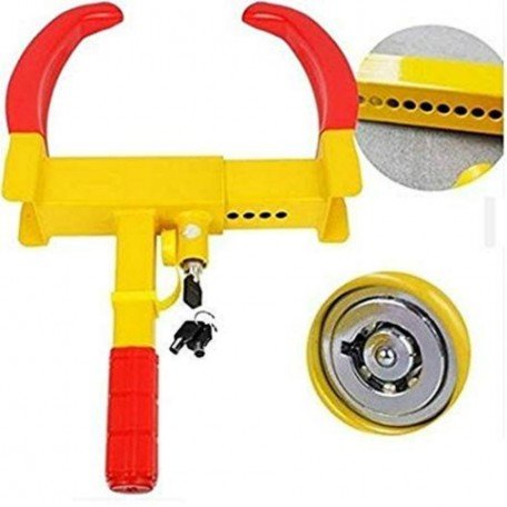  Universal Yellow Anti Theft Car Wheel Lock Clamp with 3 Computerized Keys for All Cars, Bike and Cycle Image 