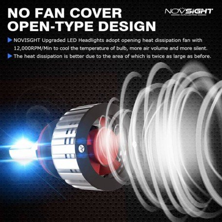 NOVSIGHT N12-500 HB3/9005 LED Headlight Bulbs Conversion Kit 6000K Cool White 36W/Set 10000(5000LMx2) 2 Year Warranty Image 
