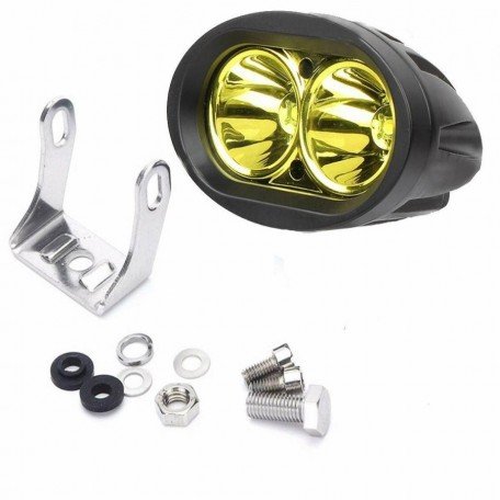 4 inch Oval CREE LED SMD Projector Auxiliary Fog Lamp Light Spot Flood Beam for Car, Motorcycle and Bikes (Pack of 2, Yellow, 20W 3000LM) Image 