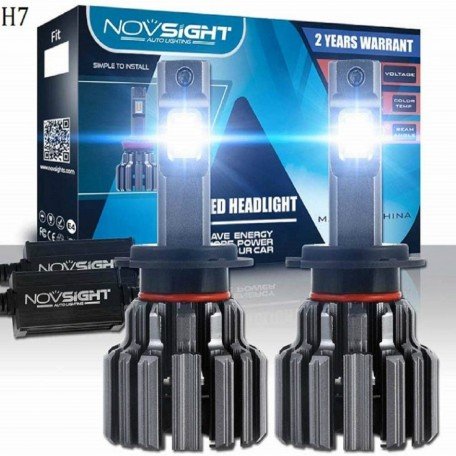 Novsight H7 LED Headlight Bulbs TX SMD LED Chips All-in-One Conversion Kit 6000K Cool White 90W/Set 15000LM (7500LMx2) Image 