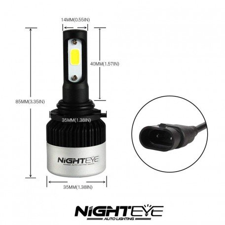 Nighteye LED Headlight COB Bulbs (White, 36 W) -Set of 2 9005 Image 