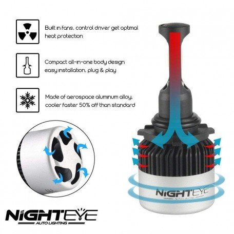 NIGHTEYE-A315 LED Headlight Bulbs 2Pcs 50W 8000LM 6500K All-in-one Conversion Kit w/CSP Chips Bulb Single Beam Bulbs Super Bright LED Car light (H27/880/881) Image 