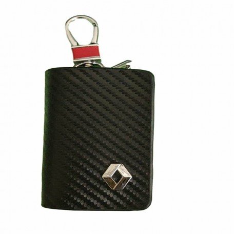 Leather Car Key Chain Cover Holder Zipper Case Remote Wallet Bag For-Renault Image 