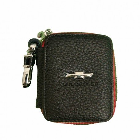 Leather Car Key Chain Cover Holder Zipper Case Remote Wallet Bag For-Chevrolet Image 