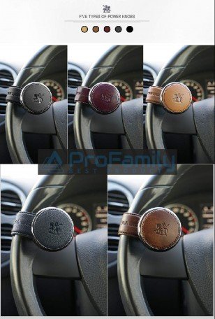 Autoban Wine Blacksuit Handmade Leather Hook Power Handle Steering Wheel Spinner Knob (Matte Black) Image 