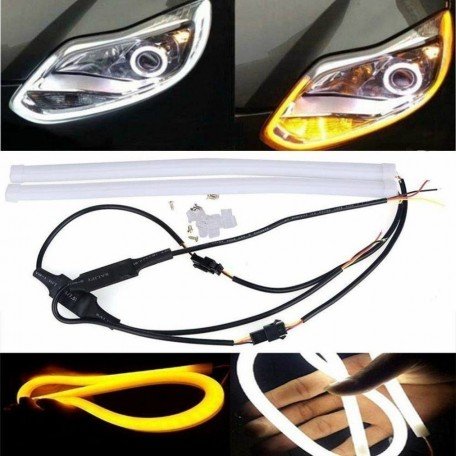 60cm-24-car-headlight-led-tube-strip-flexible-drl-daytime-running-silica-gel-strip-lightyellowwhite Image 