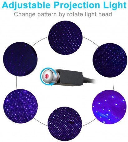 Car usb star ceiling light sky projection lamp romantic atmosphere night lights(Blue) Image 