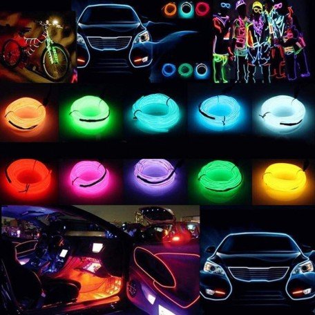 Car Dashboard Cold EL Wire Car Interior Light Ambient Neon Light for Cars - 5 Meter Roll (White, Pack of 1) Image 