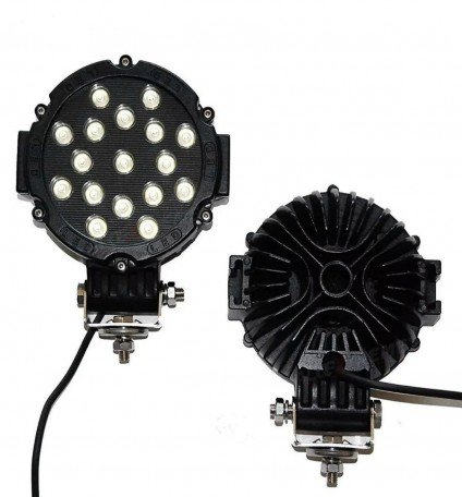 7-spot-round-fog-led-lights-off-road-driving-roof-led-bumper-universal-17-led-51w-round-fog-flood-auxiliary-light-for-suv-boat-jeep-lamp-all-bikes-and-cars-pack-of-1-black-2 Image 