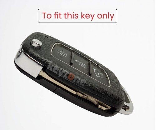 Silicone Key Cover For Hyundai Grand i10 Nios with Flip Key (Black) Image 