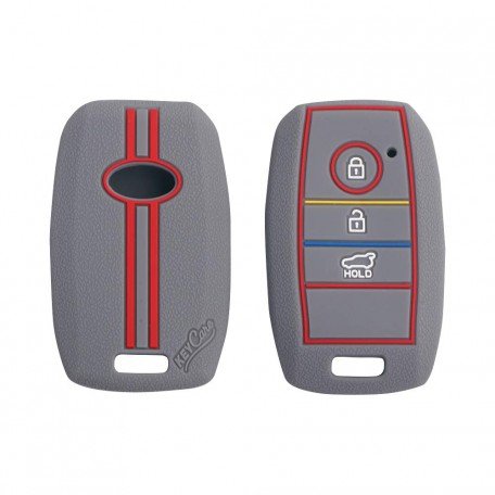 Silicone Key Cover For Kia Seltos 3 Button Smart Key (Grey) Image 