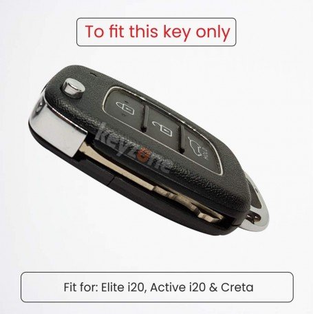 Silicone Key Cover For Hyundai Creta, i20 Active, i20 Elite,Aura Flip Key (Black) Image 