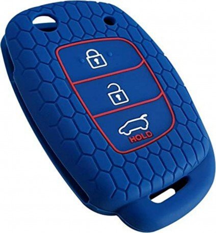Silicone Key Cover For Hyundai Grand i10 Nios with Flip Key (Blue) Image 
