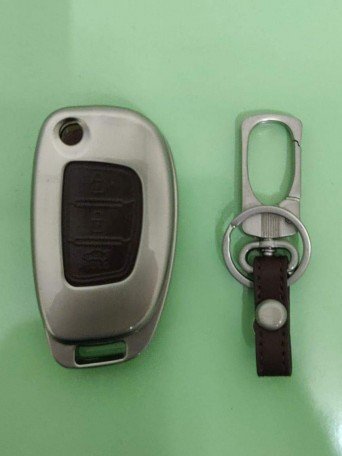  3 Buttons Metal key Shell For Hyundai Grand i10 Nios Flip Key Folding (Brown) Image 